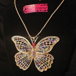 Betsey Johnson Multicolor Butterfly Necklace